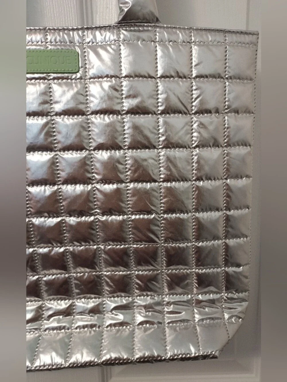 Clinique Silver Quilted Tote Bag